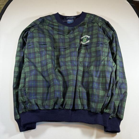 Vtg Sunderland Of Scotland Plaid Golf Windbreaker Crewneck Blue Green Mns L - Picture 1 of 11